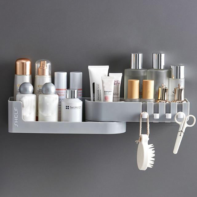 מדפי מקלחת מתכווננים בהתקנה ללא קדיחות