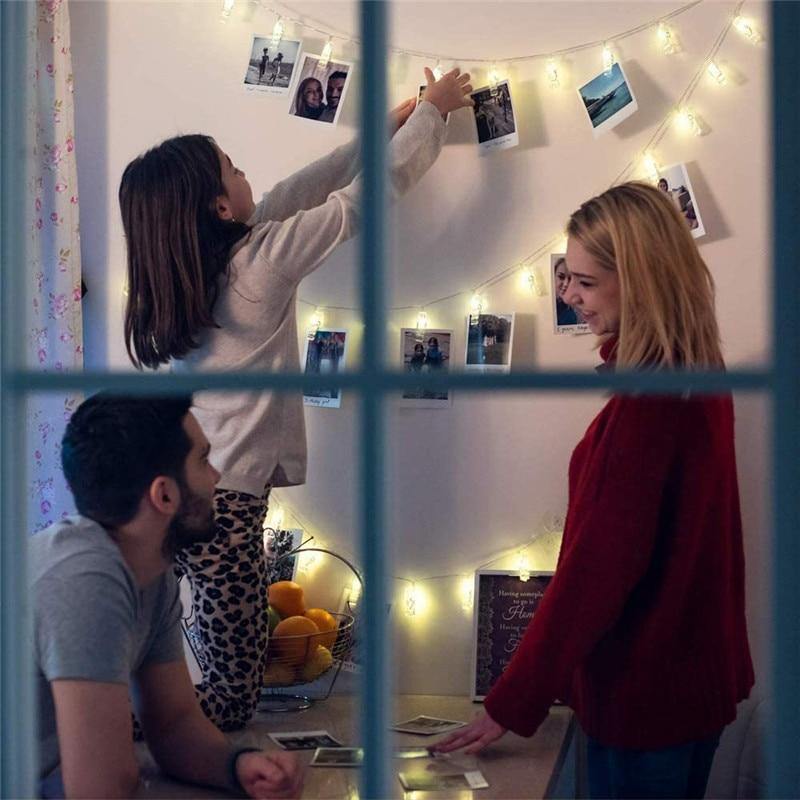 מחרוזת מנורות קליפס מיוחדות לתליית תמונות ועיצוב החדר - Smart Shop IL