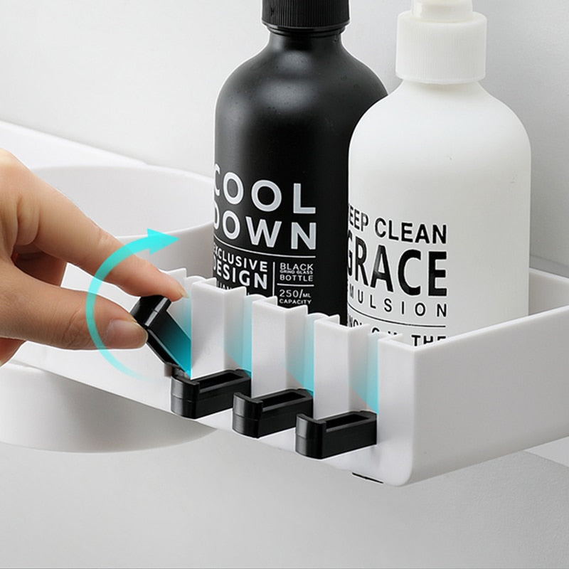 מדפי מקלחת מתכווננים בהתקנה ללא קדיחות