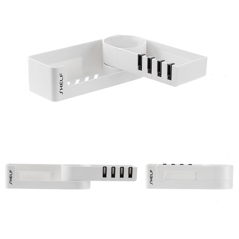 מדפי מקלחת מתכווננים בהתקנה ללא קדיחות