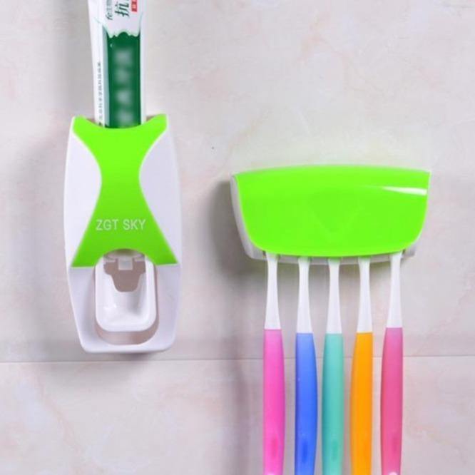 סקוויזר אוטומטי למברשת שיניים+מחזיק 5 מברשות שיניים משפחתי - Smart Shop IL
